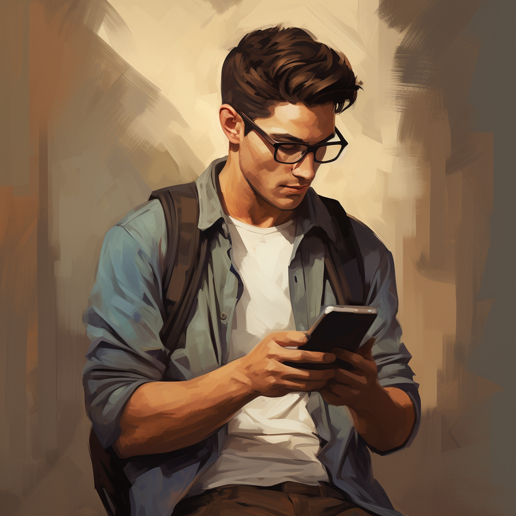 A player texting Illustration of a player texting on his phone.