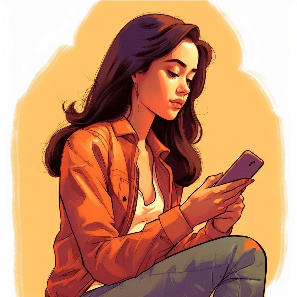 Stealth Attraction Texting IMG 2 Cartoon style image of a woman being stealth attraction texted on her phone.
