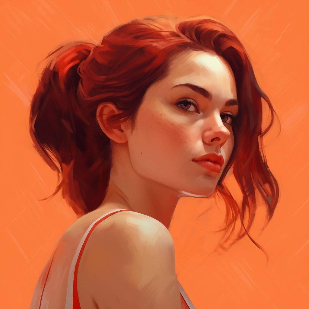 Young woman illustration Design illustration of a young, redheaded woman.