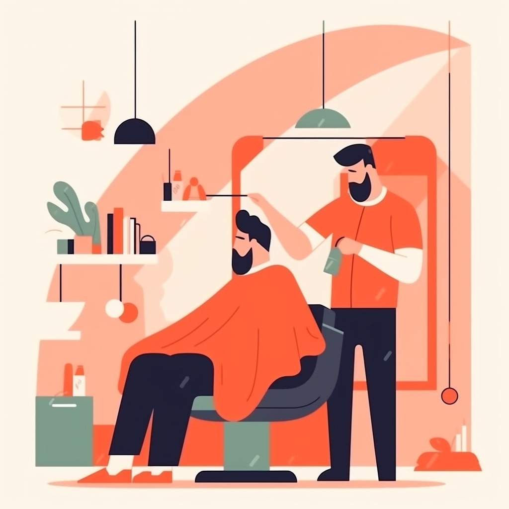 flat design image of a man getting a haircut