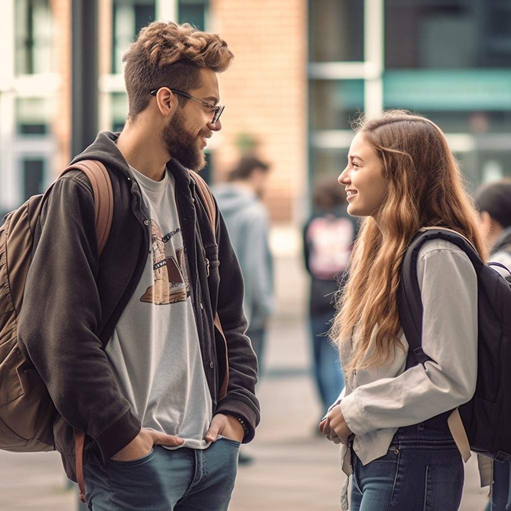 A guy being approached first.