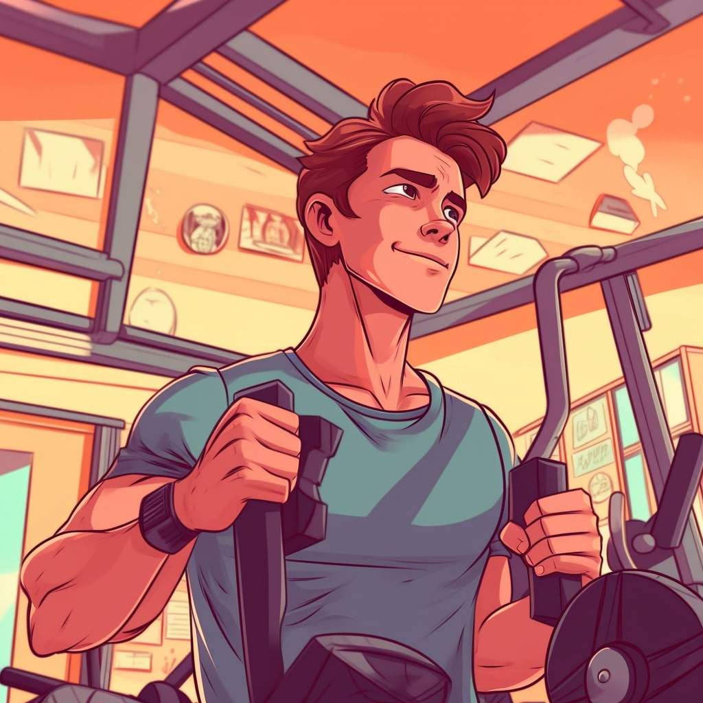 Habits for Dating A cartoon style image of a young man exercising.