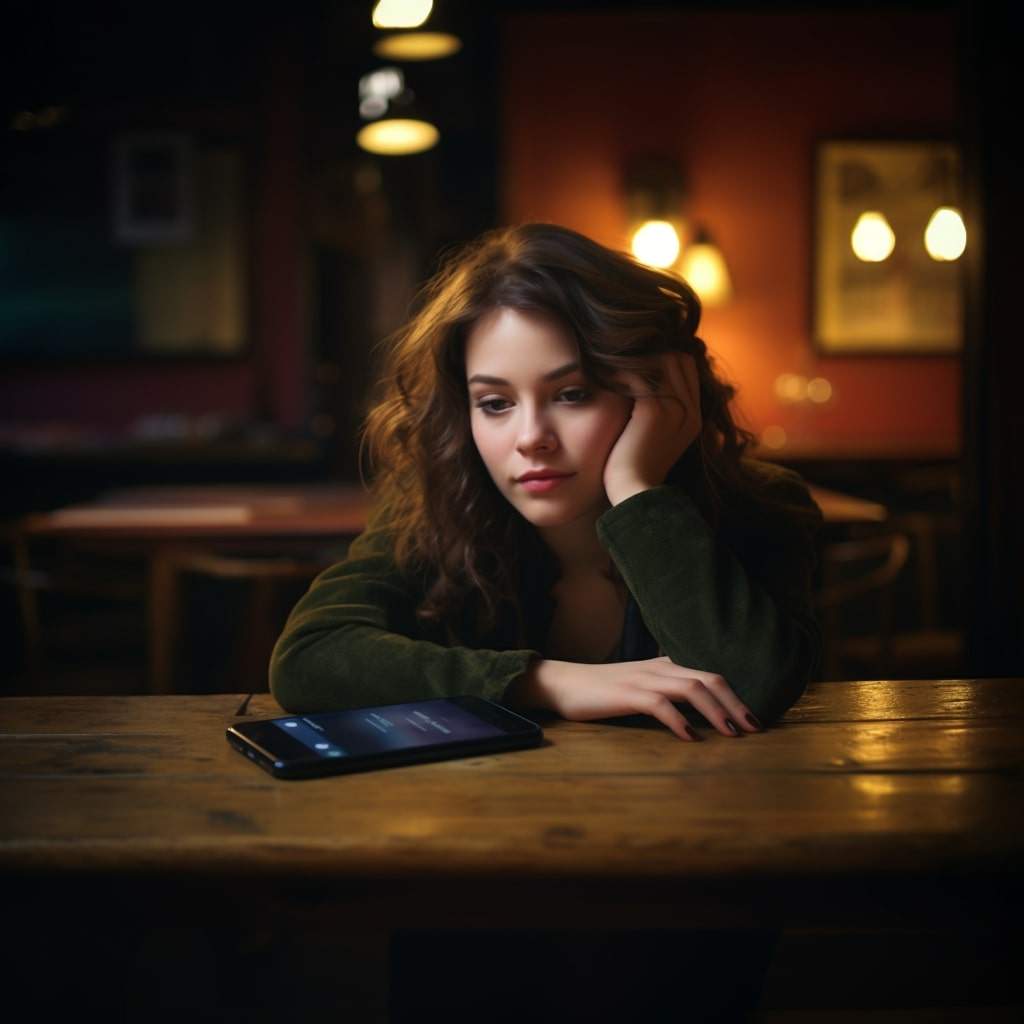 A person not texting a photo of a girl staring at her phone.