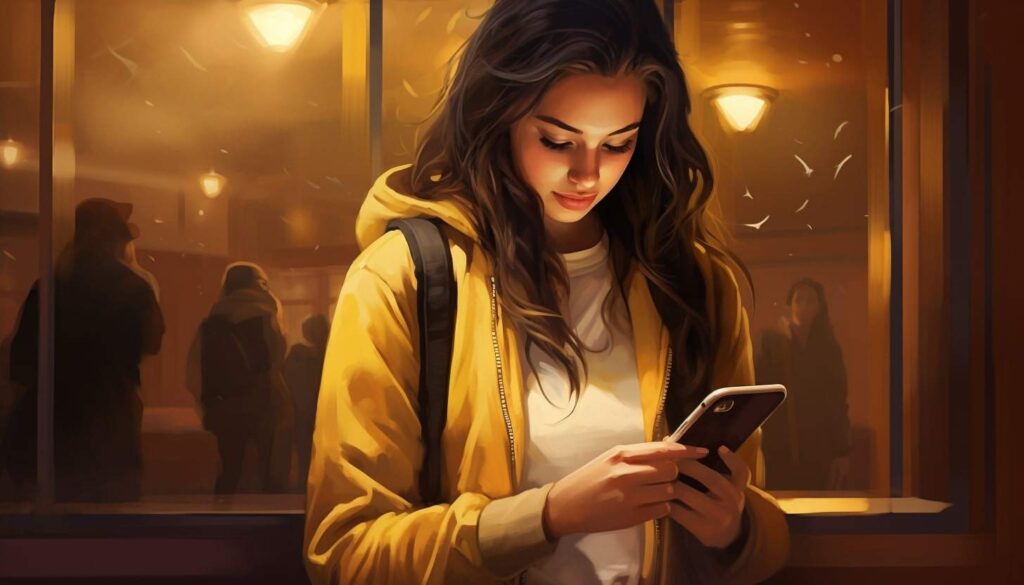 A girlfriend texting her guy friend A girl texting on her phone.