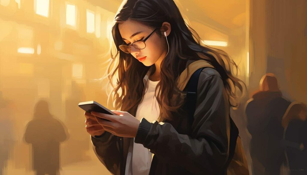 A student texting