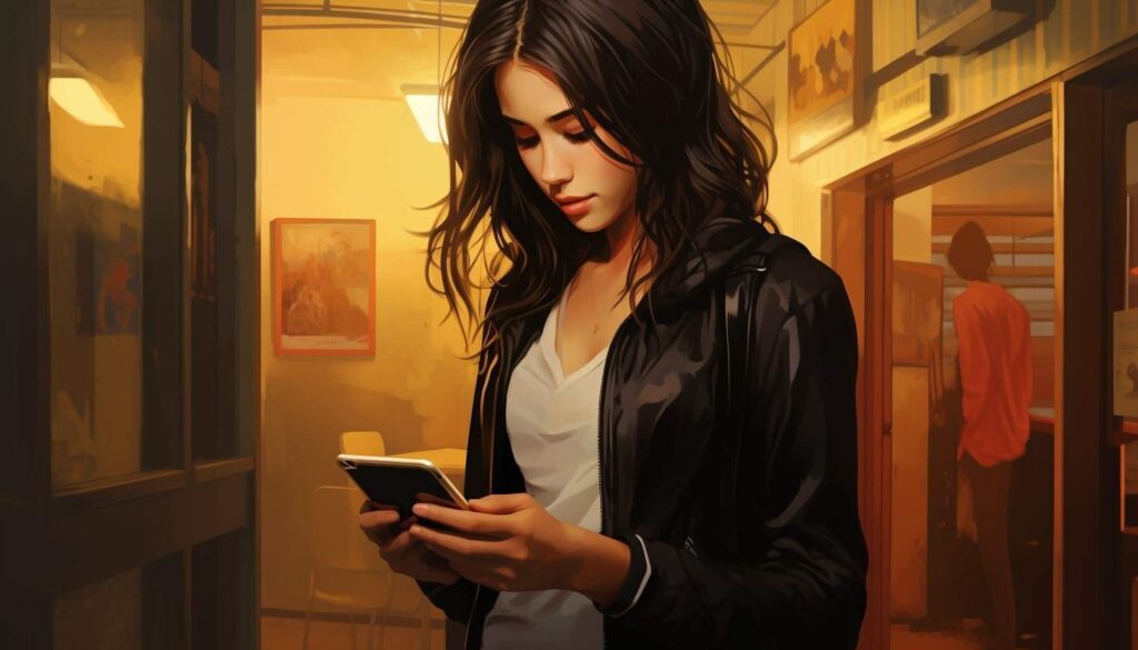 Young woman texting An illustration of a woman texting a guy.