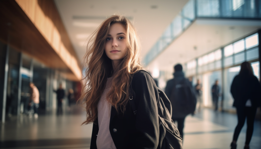 A College girl A photo of a girl in college.