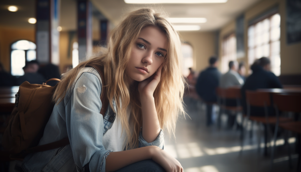 A picture of a girl who doesn't like to flirt.